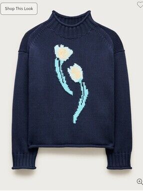 J Crew 2025 Rollneck™ sweater in floral-print heritage cotton CR631 Size XXS